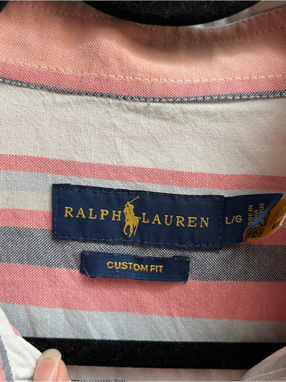 Ralph Lauren Custom Fit Striped Button-Down Shirt Sz L - Picture 6 of 7